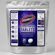 Odorblitz Clo2 Activation Tablets packaging on a white background