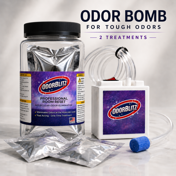 Odor Bomb Room Reset Kit – 2 Treatments – Professional Molecular Odor Eliminator for Cars, Rooms, Smoke, Pet & Musty Odors